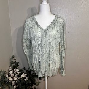 Nwt Lane Bryant sage green floral blouse 14/16